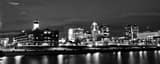 Panoramic Des Moines at Night black and white Pictures