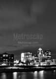 Vertical Des Moines at Night black and white Pictures