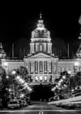 Vertical The Iowa Capitol Building at Night black and white Pictures