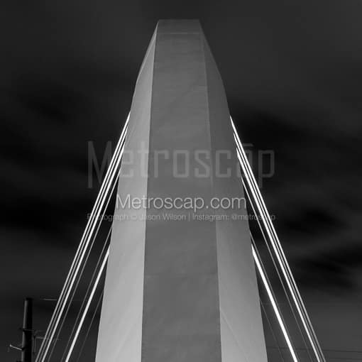 Matte Black WOOD Framed Black and White Des Moines Photograph: Side View of Neil Smith Bridge in a Square Matte Black Wood Frame