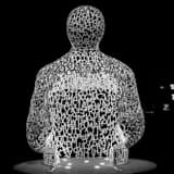 Square The Nomade Sculpture in Pappajohn Park black and white Photographs