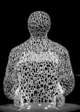 Vertical The Nomade Sculpture in Pappajohn Park black and white Photographs