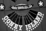 Horizontal American Coney Island Sign landscape black and white Photography
