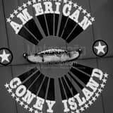 Square American Coney Island Sign landscape black and white Photography