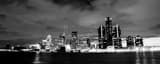 Panoramic Detroit Michigan Skyline from Windsor Ontario Canada landscape black and white Photography