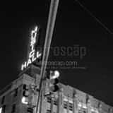 Square The Detroit Music Hall Sign landscape black and white Photography