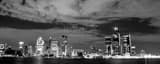 Panoramic The Detroit Skyline on the Detroit River landscape black and white Photography