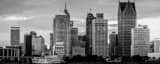 Panoramic The Detroit Skyline from Windsor landscape black and white Photography