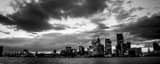 Panoramic Detroit from Windsor Ontario landscape black and white Photography
