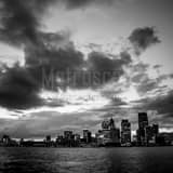 Square Detroit from Windsor Ontario landscape black and white Photography