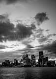 Vertical Detroit from Windsor Ontario landscape black and white Photography