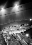 Vertical Gordie Howe Entrance of Joe Louis Arena landscape black and white Photography