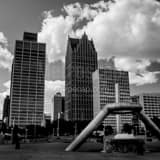 Square Hart Plaza landscape black and white Photography
