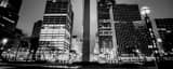 Panoramic The Stainless Steel Pylon in Hart Plaza and Downtown Detroit Skyline landscape black and white Photography