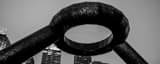Panoramic The Horace Dodge Fountain in Hart Plaza landscape black and white Photography