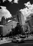 Vertical JFK Square and Campus Martius Park landscape black and white Photography