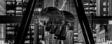 Panoramic The Joe Louis Fist at Night landscape black and white Photography