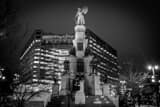 Horizontal The Michigan Soldiers and Sailors Monument in Campus Martius landscape black and white Photography