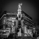Square The Michigan Soldiers and Sailors Monument in Campus Martius landscape black and white Photography