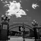 Square Michigan Stadium landscape black and white Photography