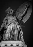 Vertical Michigania atop the Soldiers and Sailors Monument landscape black and white Photography