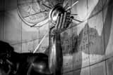 Horizontal The Spirit of Detroit Left Hand at Night landscape black and white Photography