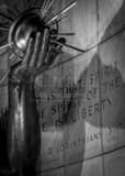 Vertical The Spirit of Detroit Left Hand at Night landscape black and white Photography