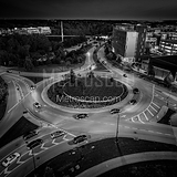Square Bridge Park Traffic Circle black and white