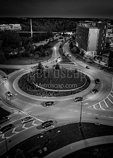 Vertical Bridge Park Traffic Circle black and white