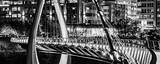 Panoramic Dublin Link Bridge black and white