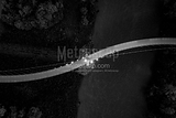 Horizontal Dublin Link Bridge Deck Overhead black and white