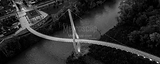 Panoramic Dublin Ohio Bridge Park black and white