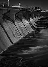Vertical Oshaughnessy Dam black and white