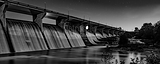 Panoramic Oshaughnessy Reservoir black and white