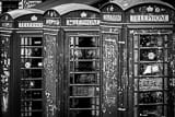 Horizontal British Telephone Booths black and white Photos
