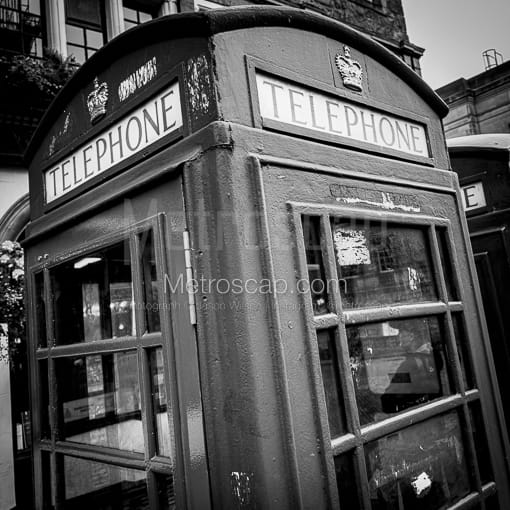 British Telephone Booth -- Edinburgh Black and White Photos