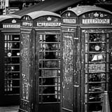 Square British Telephone Booths black and white Photos