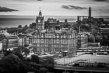 Horizontal Calton Hill and the Balmoral Hotel black and white Photos