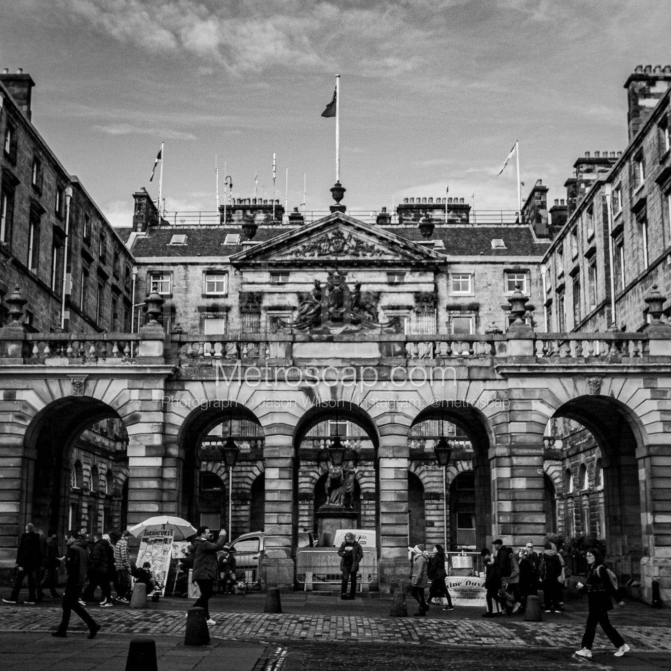 Edinburgh City Chambers black and white Photos square crop