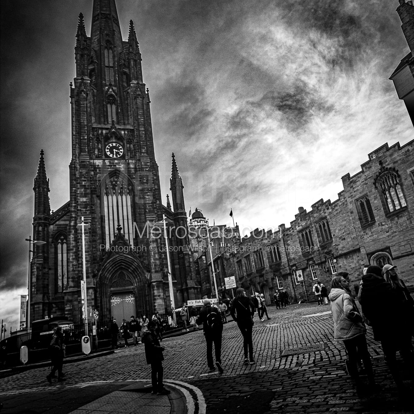 Tolbooth Kirk on Johnston Terrace black and white Photos Tolbooth Kirk on Johnston Terrace black and white Photos square crop