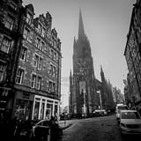 Square The Royal Mile at Johnston Terrace and Castlehill black and white Photos