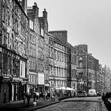 Square The Royal Mile in Old Town Edinburgh black and white Photos
