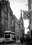 Vertical The Royal Mile in Old Town Edinburgh Scotland black and white Photos
