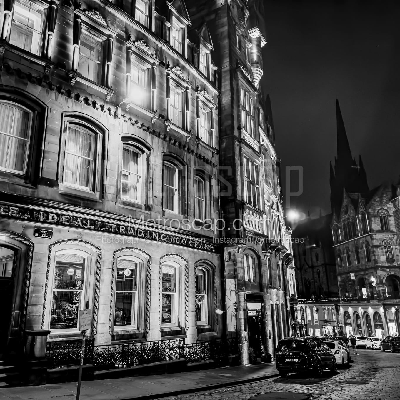 Victoria Street at Night black and white Photos square crop