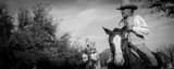 Panoramic A Fort Worth Cowboy black and white Photos