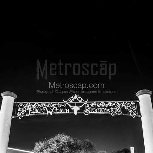 Fort Worth Black and White Photos of The Fort Worth Stockyards Entrance on Rodeo Plaza The Fort Worth Stockyards Entrance on Rodeo Plaza -- Fort Worth Black and White Photos