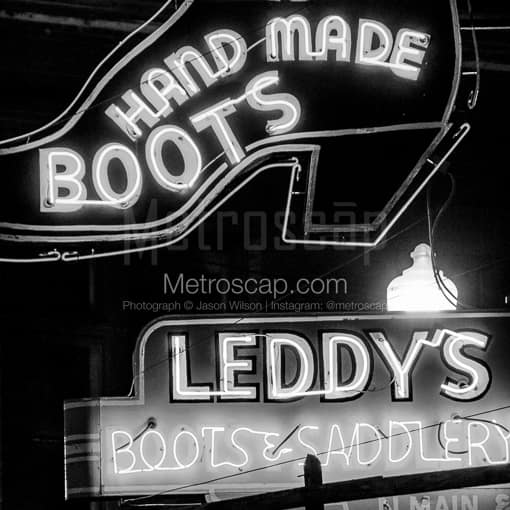 Leddys Handmade Boots and Saddles -- Fort Worth Black and White Photos