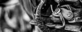 Panoramic A Texas Cowboy Boot black and white Photos