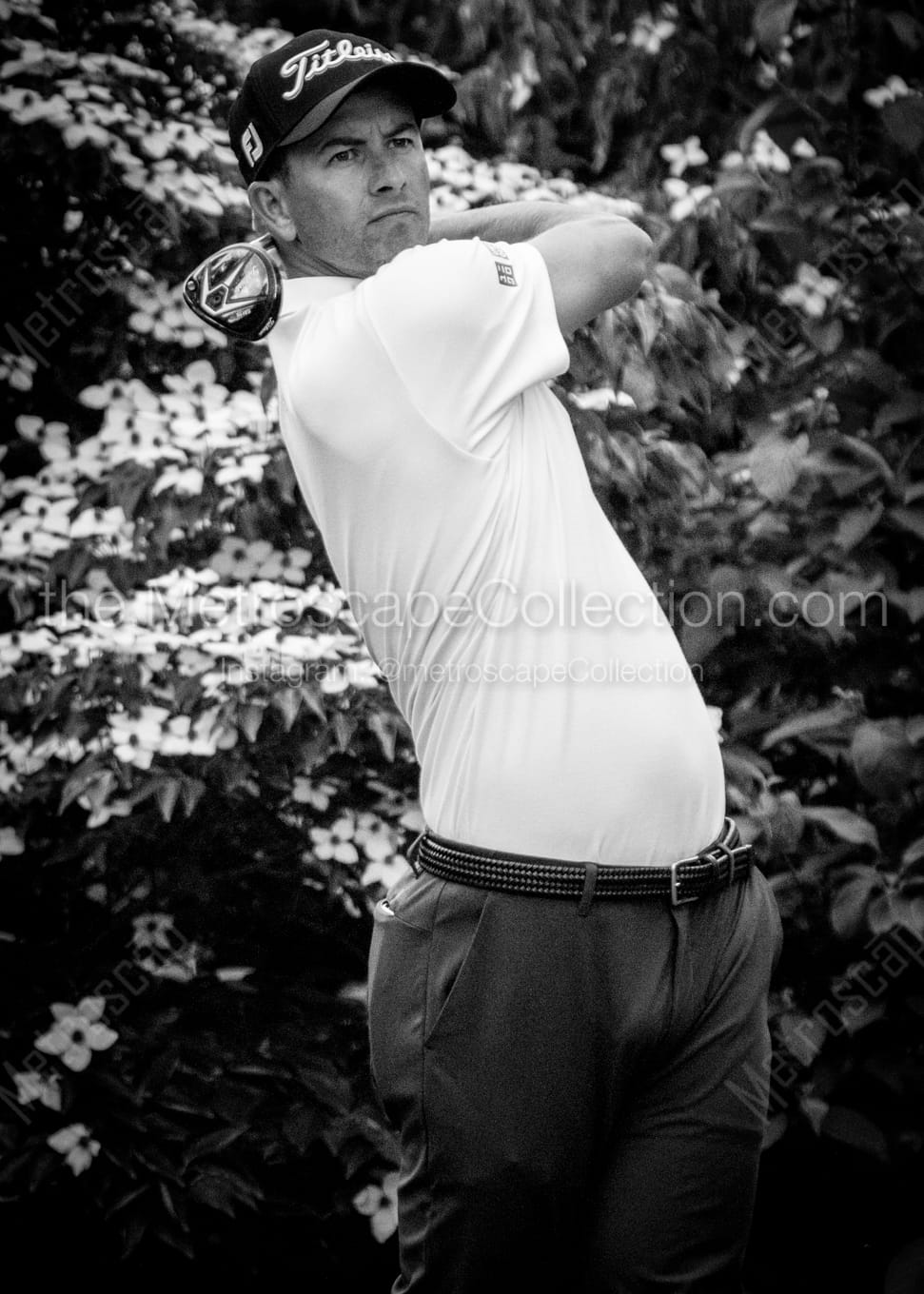 Vertical Adam Scott Golf Swing landscape black and white Photography