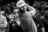 Horizontal Dustin Johnson Hitting Driver landscape black and white Photography